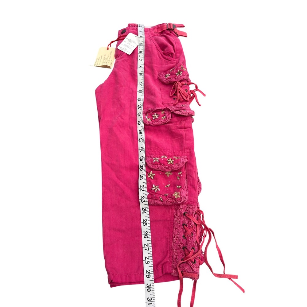Da-Nang Surplus Vintage Girls Capri Cargo Pants Fuschia Pink Embroidered XS NWT - Picture 5 of 10